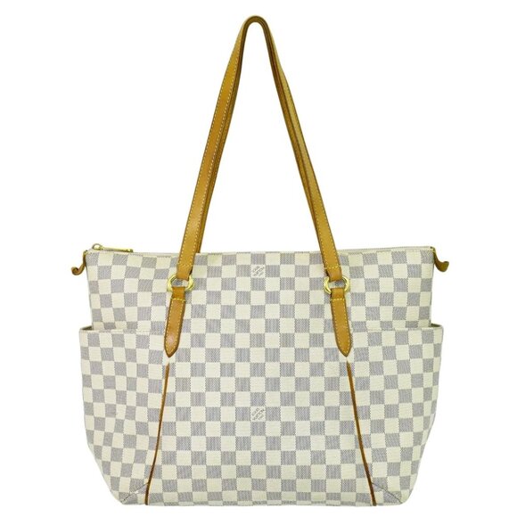 Louis Vuitton Totally MM Damier Azur Canvas Shoulder Tote Bag White - Picture 1 of 10